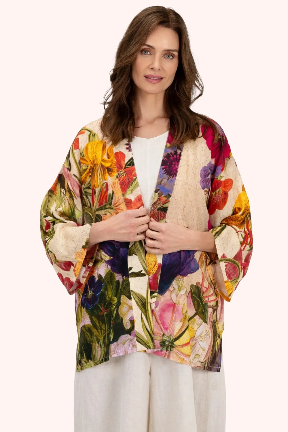 Powder UK Robes, Nightgowns & Dresses|Cream Posy Mid-Length Kimono