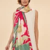 Powder UK Scarves & Wraps|Delicate Tropical Dark Rose Print Scarf