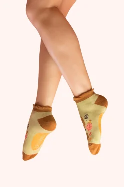 Powder UK Socks|Happy Leaves Sage Women's Trainer Socks