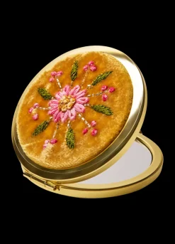 Powder UK Bath Accessories|Mustard Flower Yellow Embroidered Mirror