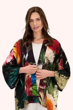 Powder UK Robes, Nightgowns & Dresses|Opulant Florals, Chocolate Mid-Length Kimono