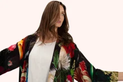 Powder UK Robes, Nightgowns & Dresses|Opulant Florals, Chocolate Mid-Length Kimono