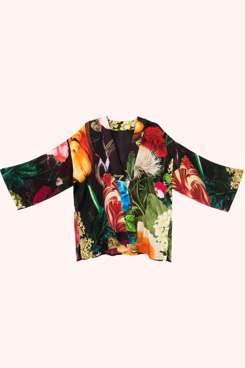 Powder UK Robes, Nightgowns & Dresses|Opulant Florals, Chocolate Mid-Length Kimono