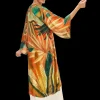 Powder UK Robes, Nightgowns & Dresses|Painted Palms Tangerine Kimono Gown