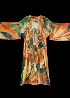 Powder UK Robes, Nightgowns & Dresses|Painted Palms Tangerine Kimono Gown