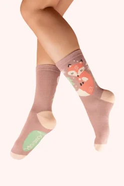Powder UK Socks|Scandi Fox Mocca Women's Ankle Socks