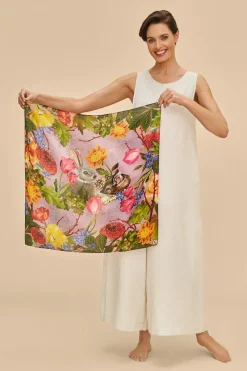 Powder UK Scarves & Wraps|Silk Whimsical Woodland Scarf (Lilac)