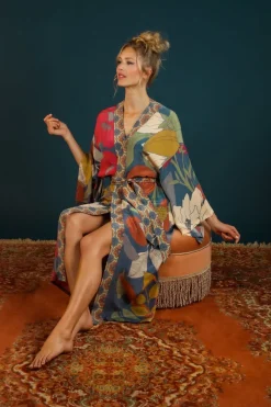 Powder UK Robes, Nightgowns & Dresses|Scarves & Wraps|Winter Floral Kimono Gown (Heather)