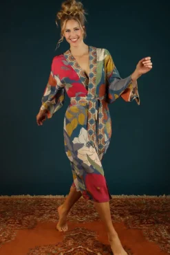 Powder UK Robes, Nightgowns & Dresses|Scarves & Wraps|Winter Floral Kimono Gown (Heather)