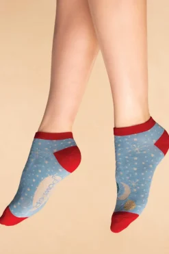 Powder UK Socks|Winters Night Women's Trainer Socks (Pale Blue)