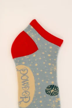 Powder UK Socks|Winters Night Women's Trainer Socks (Pale Blue)