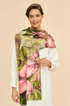 Powder UK Scarves & Wraps|Wool Wrap Oversized Botanicals Scarf (Slate)