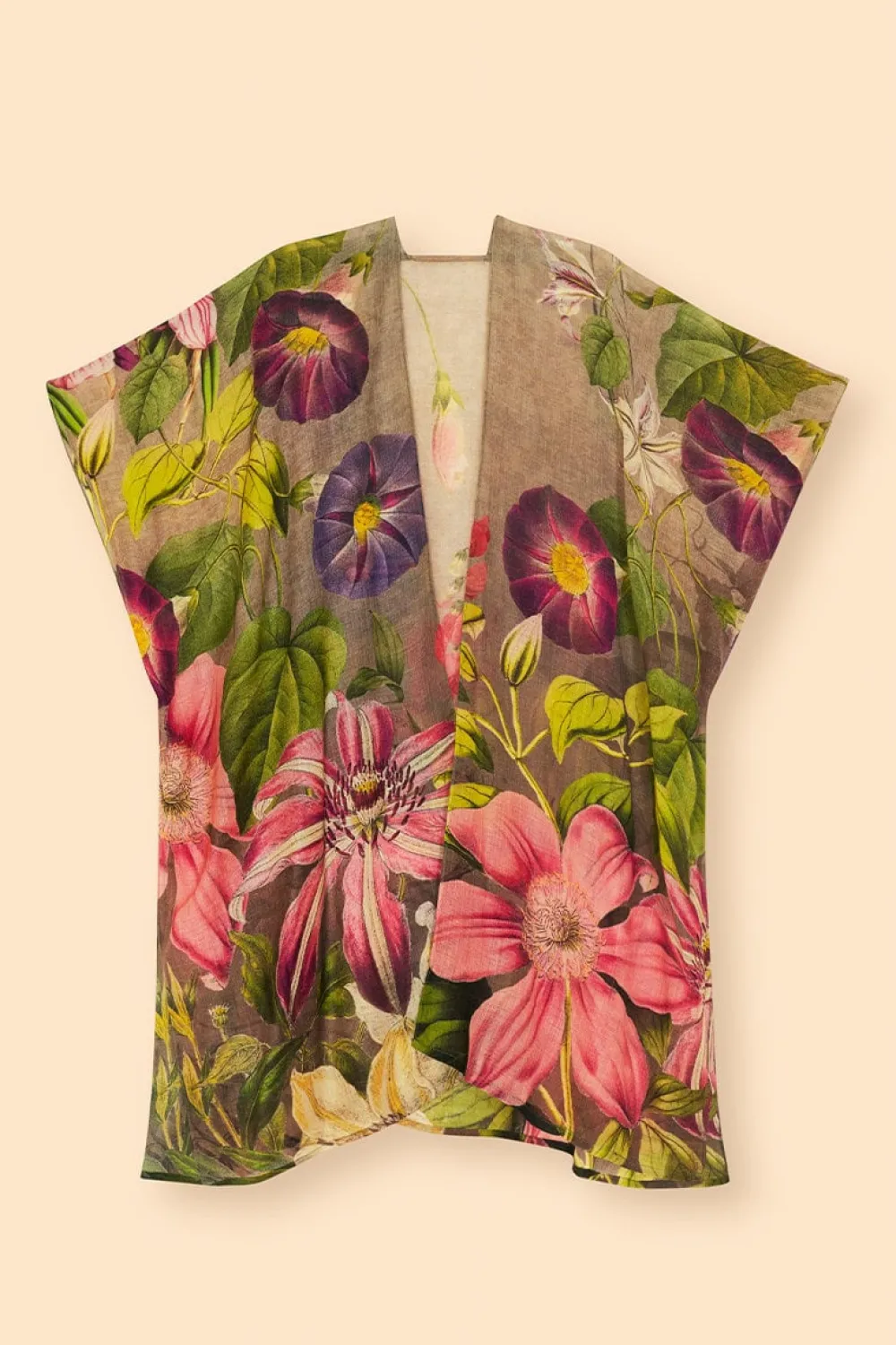 Powder UK Scarves & Wraps|Wool Wraparound Oversized Botanicals (Slate)