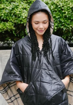 Rainwear & Umbrellas|Puffer Rain Jacket (Black & Plaid)