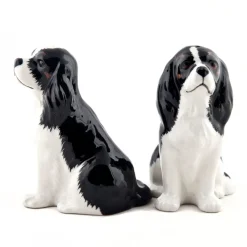 Quail Ceramics Quail Ceramics|Cavalier King Charles Spaniel Tricolor Salt & Pepper Shakers