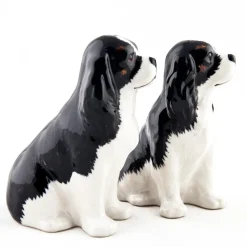 Quail Ceramics Quail Ceramics|Cavalier King Charles Spaniel Tricolor Salt & Pepper Shakers
