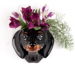 Quail Ceramics Vases|Wall Decor|Dachshund Black & Tan Small Wall Vase