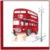 Greeting Cards|Red Double-Decker Bus Quilled Greeting Card