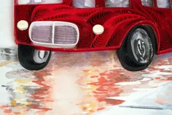 Greeting Cards|Red Double-Decker Bus Quilled Greeting Card