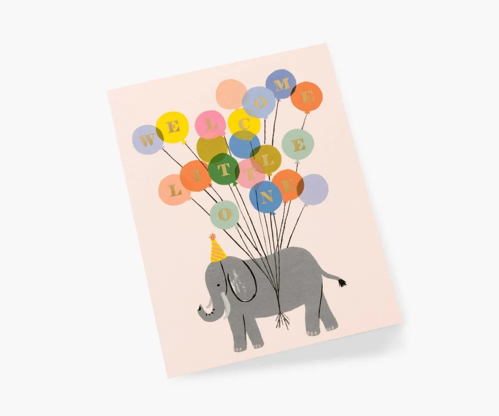 Rifle Paper Co. Greeting Cards|Welcome Elephant New Baby Card