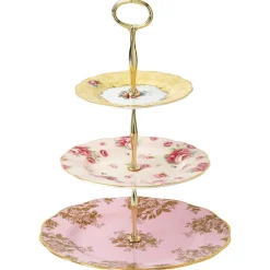 Royal Albert Serving Plates|100 Years of 3 Tier Cake Stand (Bouquet, Rose Blush & Golden Rose)