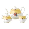 Royal Albert Tea Sets|Teapots|100 Years of 1990 Bouquet Teapot, Cream & Sugar Set