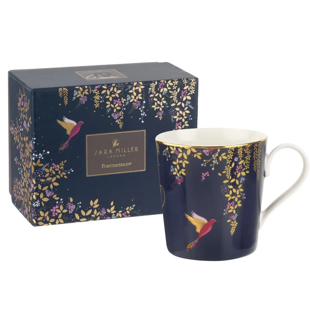Sara Miller London Assorted Mugs|Sara Miller Chelsea Collection Navy Birds Mug