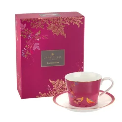 Sara Miller London Teacups & Saucers|Sara Miller Chelsea Collection Pink Birds Teacup & Saucer