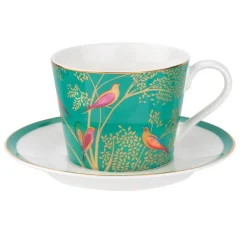 Sara Miller London Teacups & Saucers|Sara Miller Chelsea Collection Green Birds Teacup & Saucer
