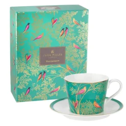 Sara Miller London Teacups & Saucers|Sara Miller Chelsea Collection Green Birds Teacup & Saucer