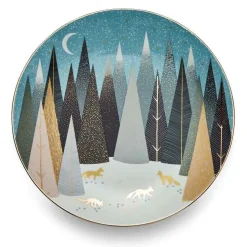 Sara Miller London Tea Plates|Sara Miller Frosted Pines Dessert Plate (Foxes)