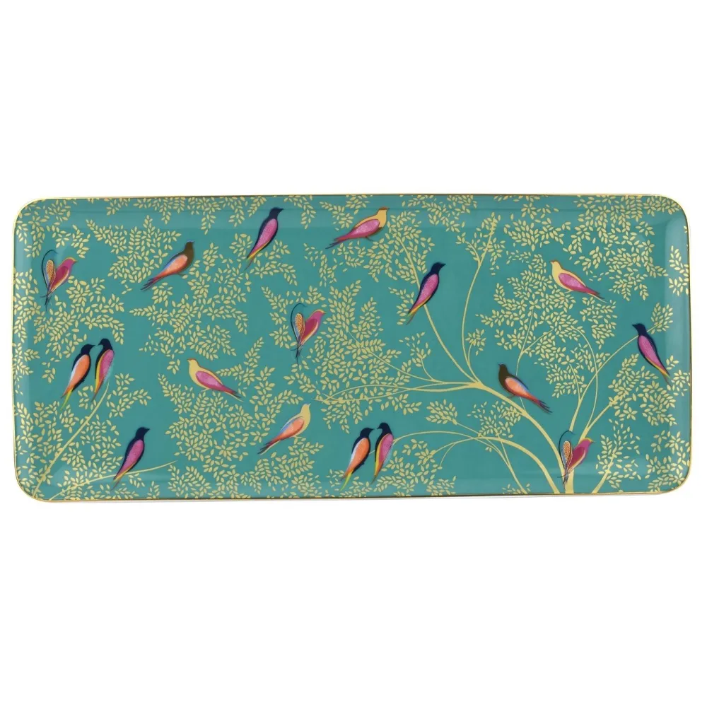 Sara Miller London Trays|Tea Trays|Sara Miller Chelsea Collection Green Birds Sandwich Tray