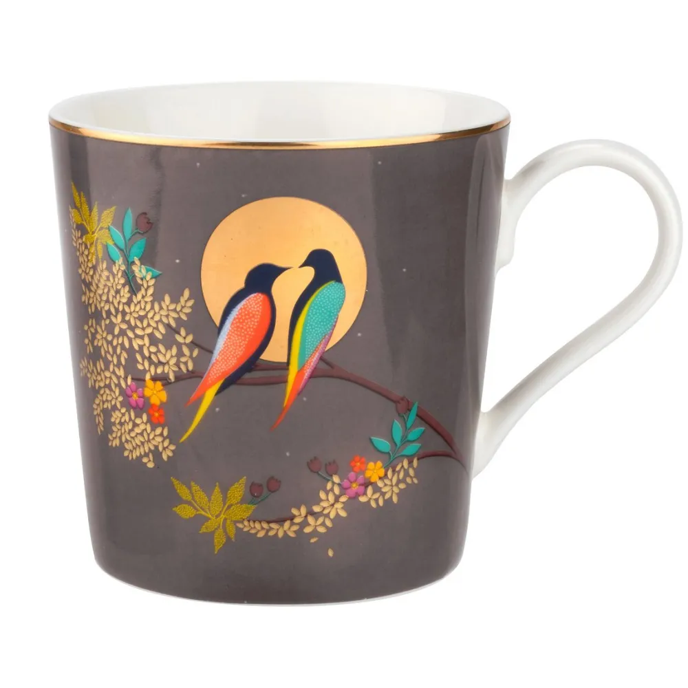 Sara Miller London Assorted Mugs|Sara Miller Chelsea Collection Dark Grey Birds Mug