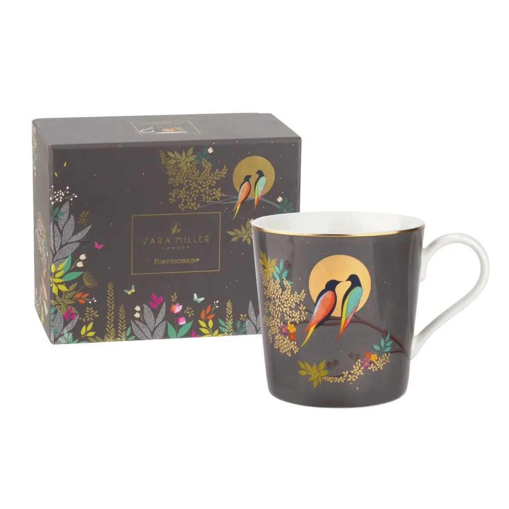 Sara Miller London Assorted Mugs|Sara Miller Chelsea Collection Dark Grey Birds Mug