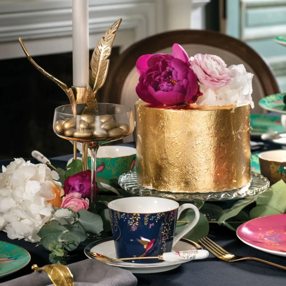Sara Miller London Teacups & Saucers|Sara Miller Chelsea Collection Navy Birds Teacup & Saucer