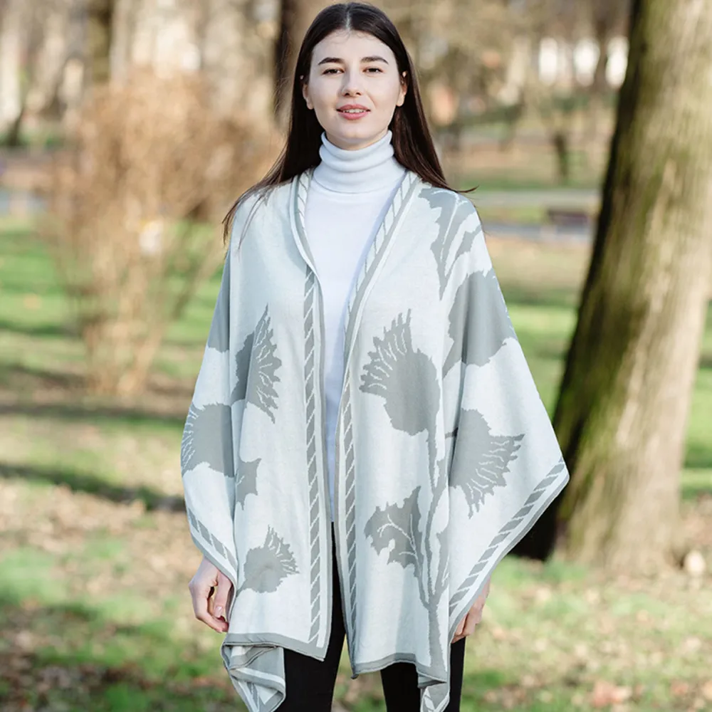 Scarves & Wraps|Scottish Thistle Shawl (Grey)