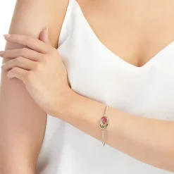 Shrieking Violet Bracelets & Bangles|Rose Bud Oval Silver Bangle