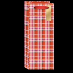 Gift Bags|Snow Day Dogs Plaid with Ribbon Handle Wine Gift Bag