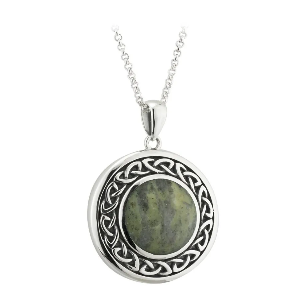 Solvar Necklaces & Pendants|Connemara Marble Round Celtic Pendant Necklace