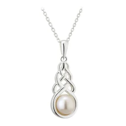 Solvar Necklaces & Pendants|Silver & Freshwater Pearl Celtic Knot Pendant Necklace