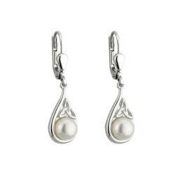 Solvar Earrings|Trinity Knot Pearl Drop Earrings