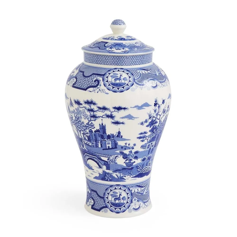 Spode Vases|Blue Italian Gothic Castle Vase