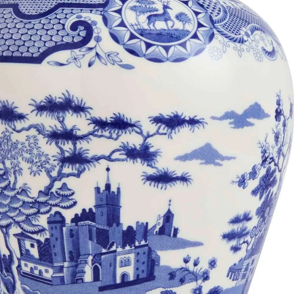 Spode Vases|Blue Italian Gothic Castle Vase