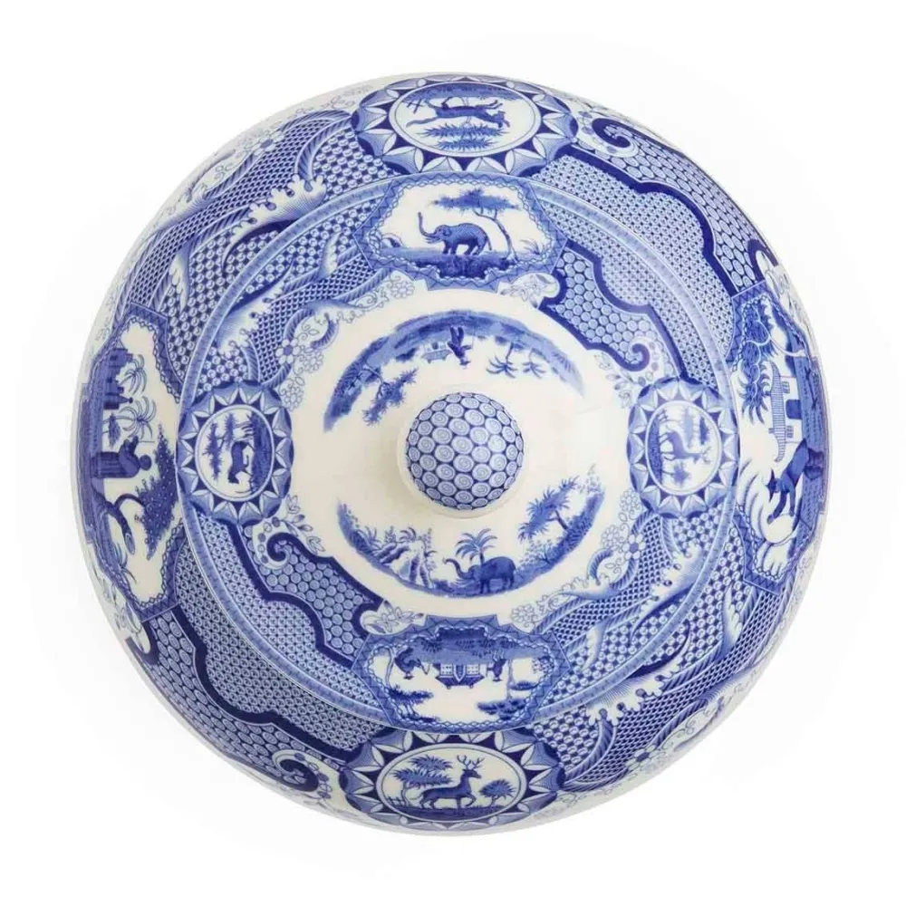Spode Vases|Blue Italian Gothic Castle Vase