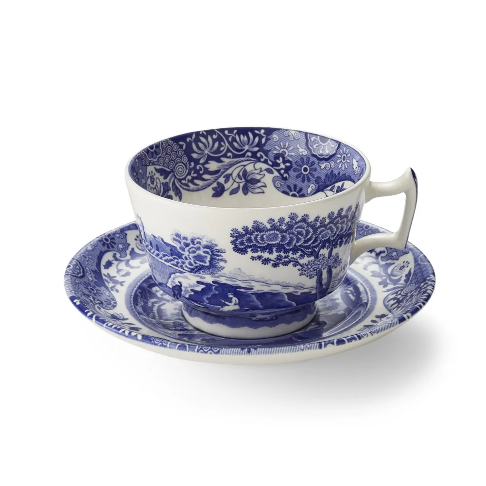 Spode Teacups & Saucers|Blue Italian Teacup & Saucer