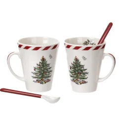Spode Assorted Mugs|Christmas Tree Peppermint Mug & Spoon Set