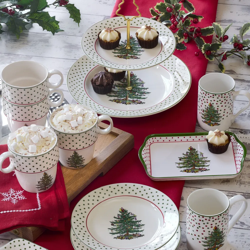 Spode Assorted Mugs|Christmas Tree Polka Dot Travel Mug