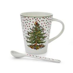 Spode Assorted Mugs|Christmas Tree Polka Dot Mug & Spoon Set