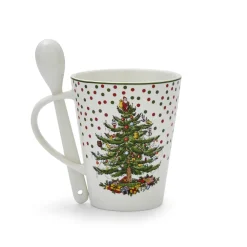 Spode Assorted Mugs|Christmas Tree Polka Dot Mug & Spoon Set