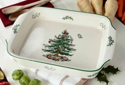 Spode Serving Plates|Christmas Tree Rectangular Handled Dish
